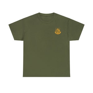 IDF T-shirt 100% cotton with 3&quot; pocket size logo Israel Army shirt unisex adult