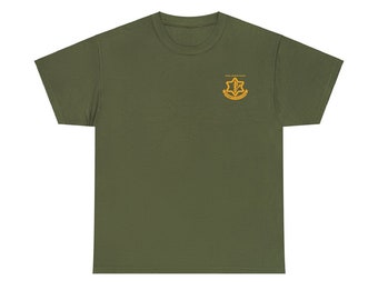 IDF T-shirt 100% cotton with 3" pocket size logo Israel Army shirt unisex adult