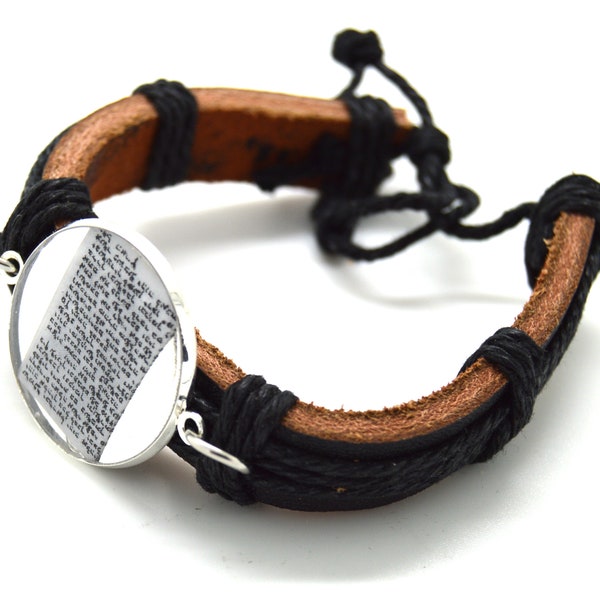 Shema Israel bracelet scroll epoxy with leather handmade