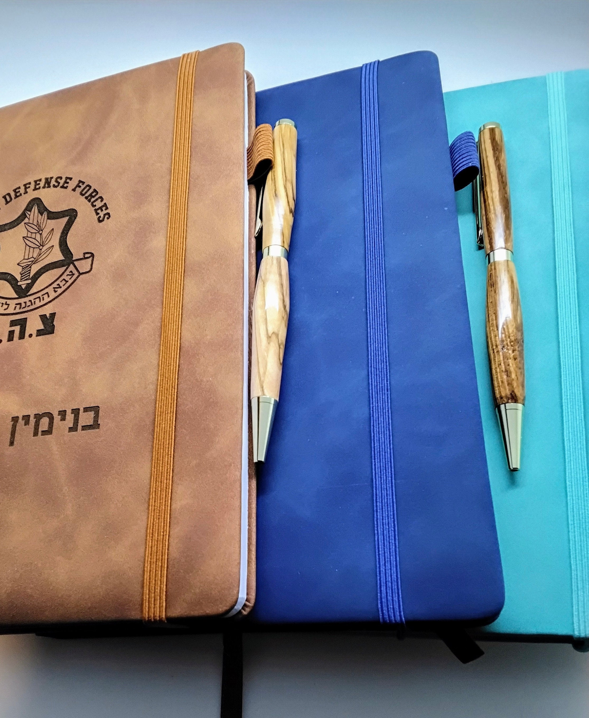 Notebook Journal Engraved With Jerusalem or IDF Logo in Hebrew and ...