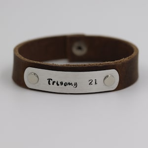 Trisomy 21 Down Syndrome Leather Bracelet