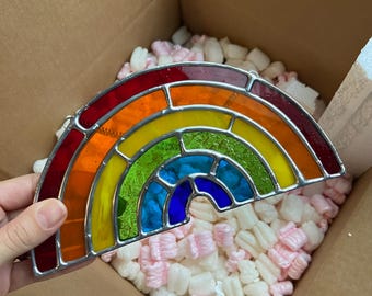 Handmade Stained Glass Rainbow Arch Suncatcher Gift Window Art Decor