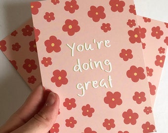 You’re Doing Great A6 Positivity Postcard, Positive Affirmation