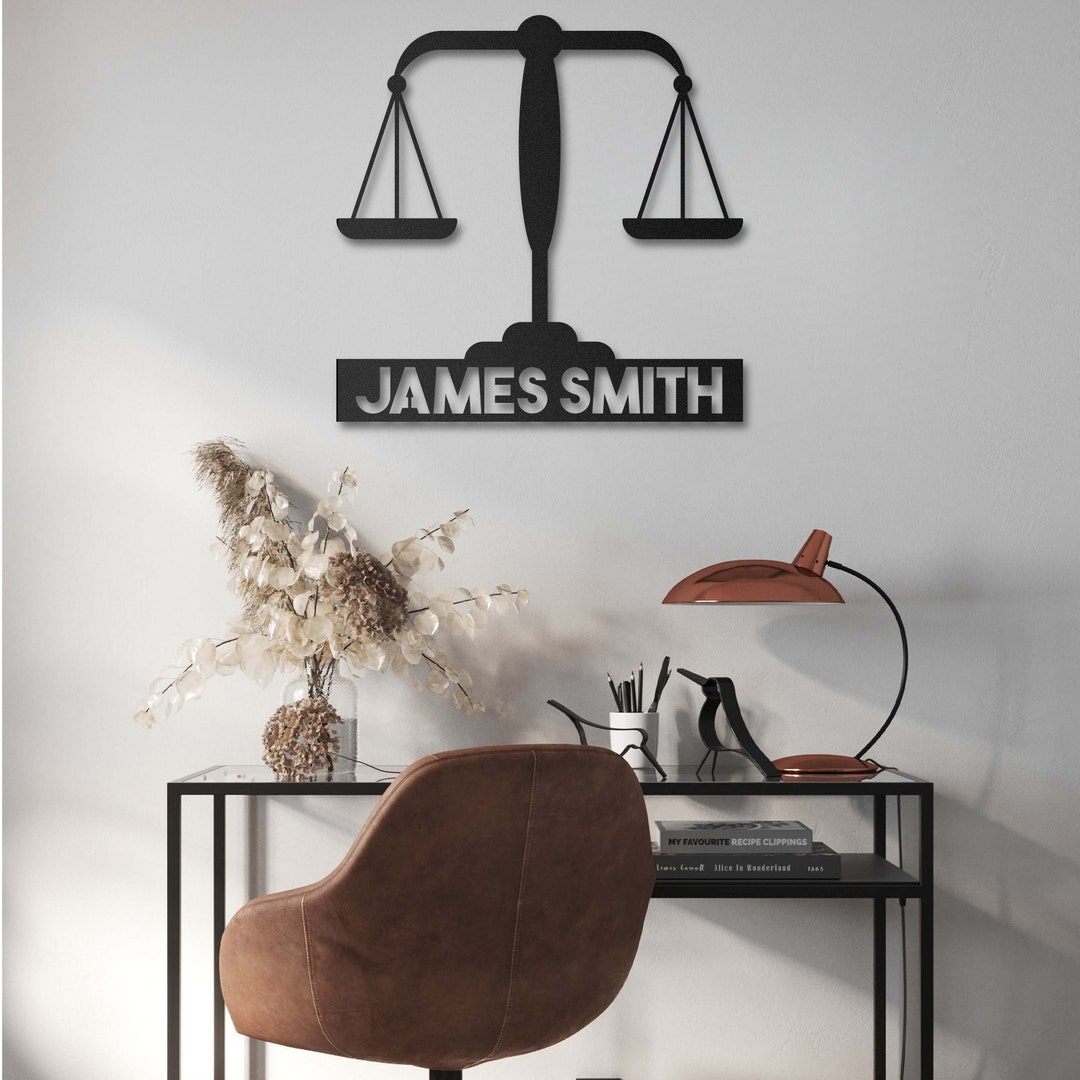Custom Lawyer Wall Decor Scales of Justice Personalized Law Etsy