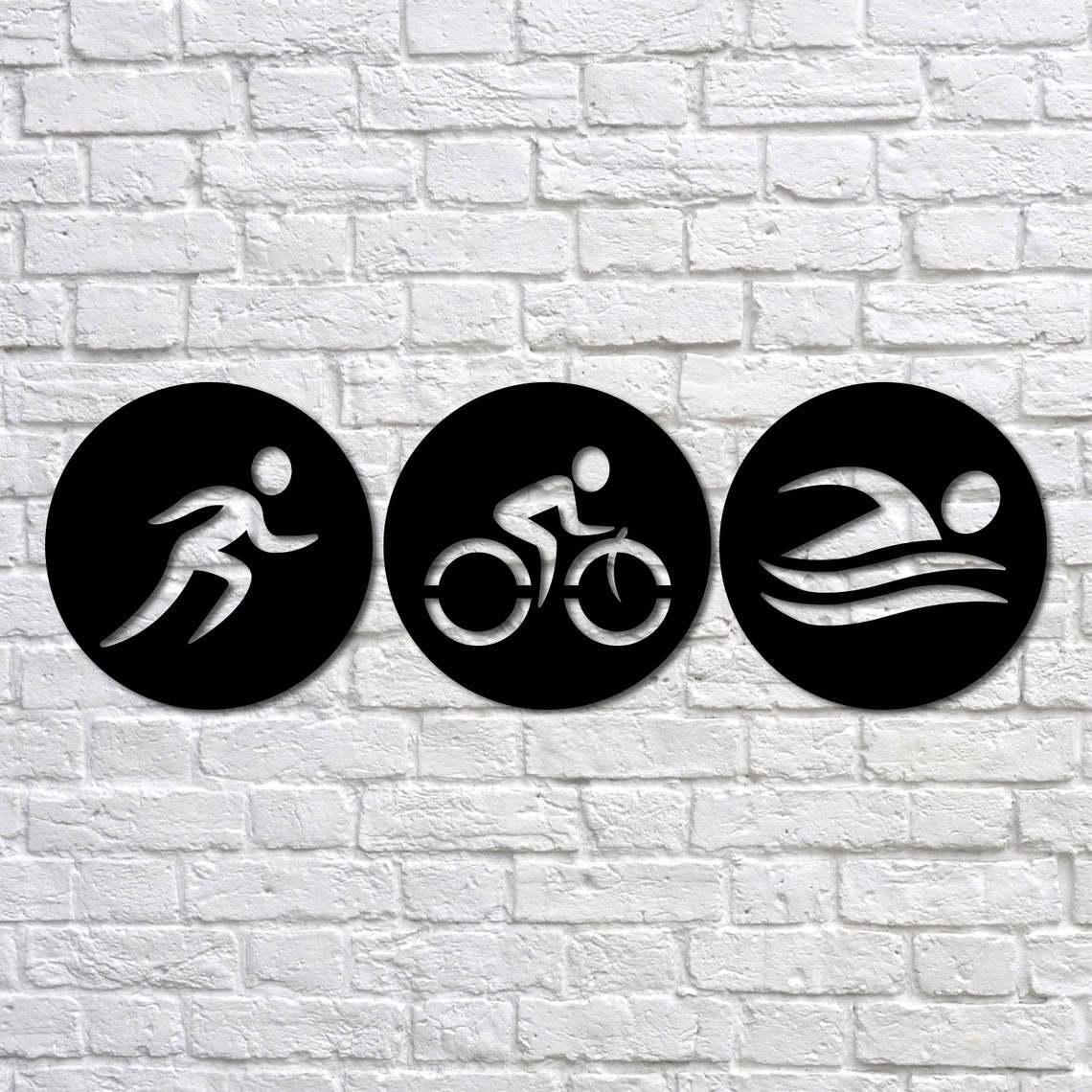 Metal Wall Art 3 Piece Triathlon Signs Interior Decoration Etsy