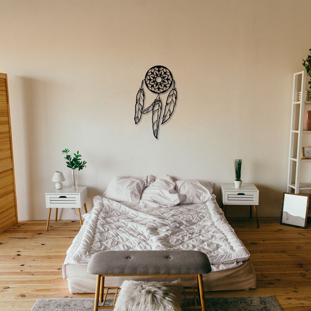 Metal Wall Decor Dream Catcher Decoration Bedroom Metal Wall Etsy