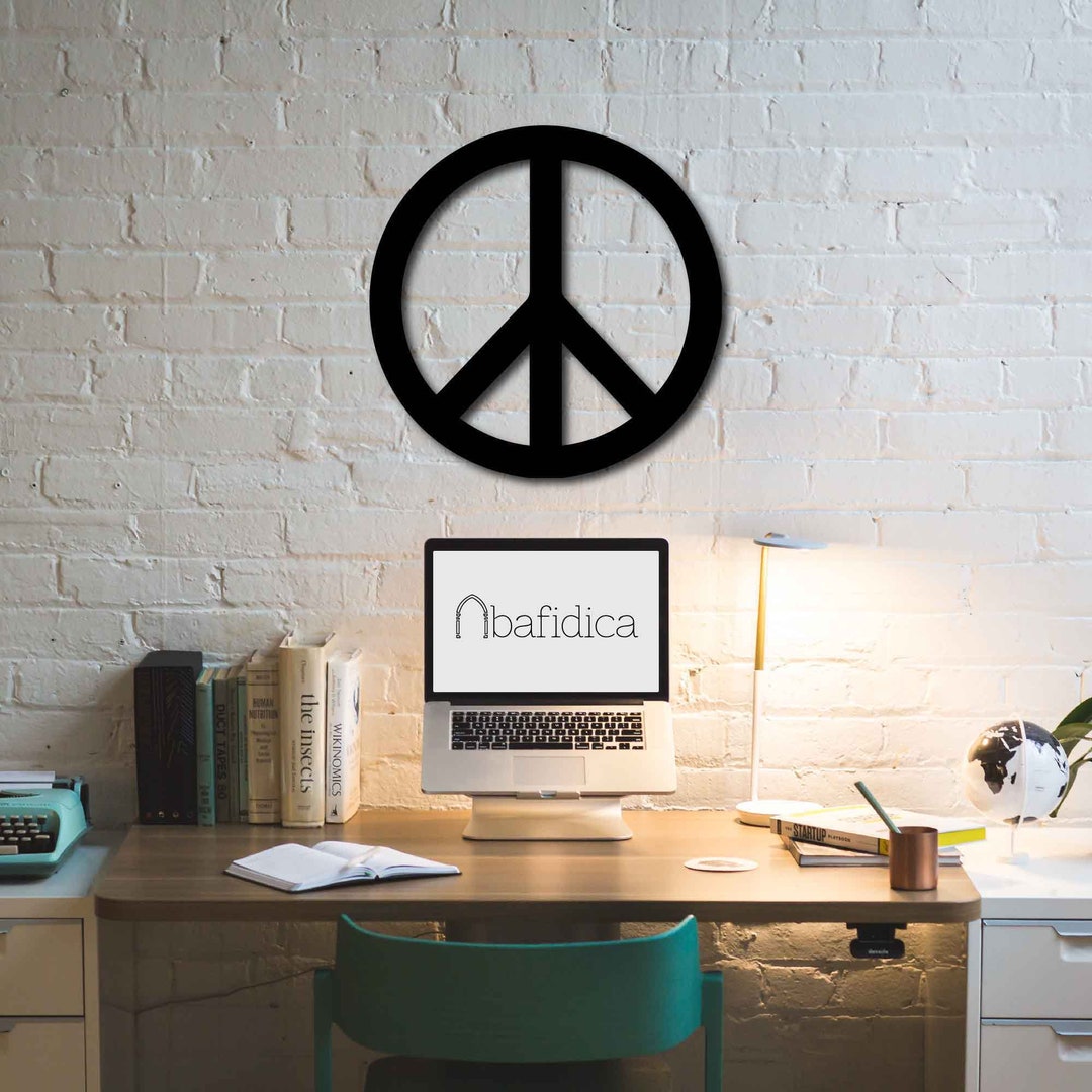 Metal Wall Art Peace Sign Interior Decoration Home Decor Wall Etsy