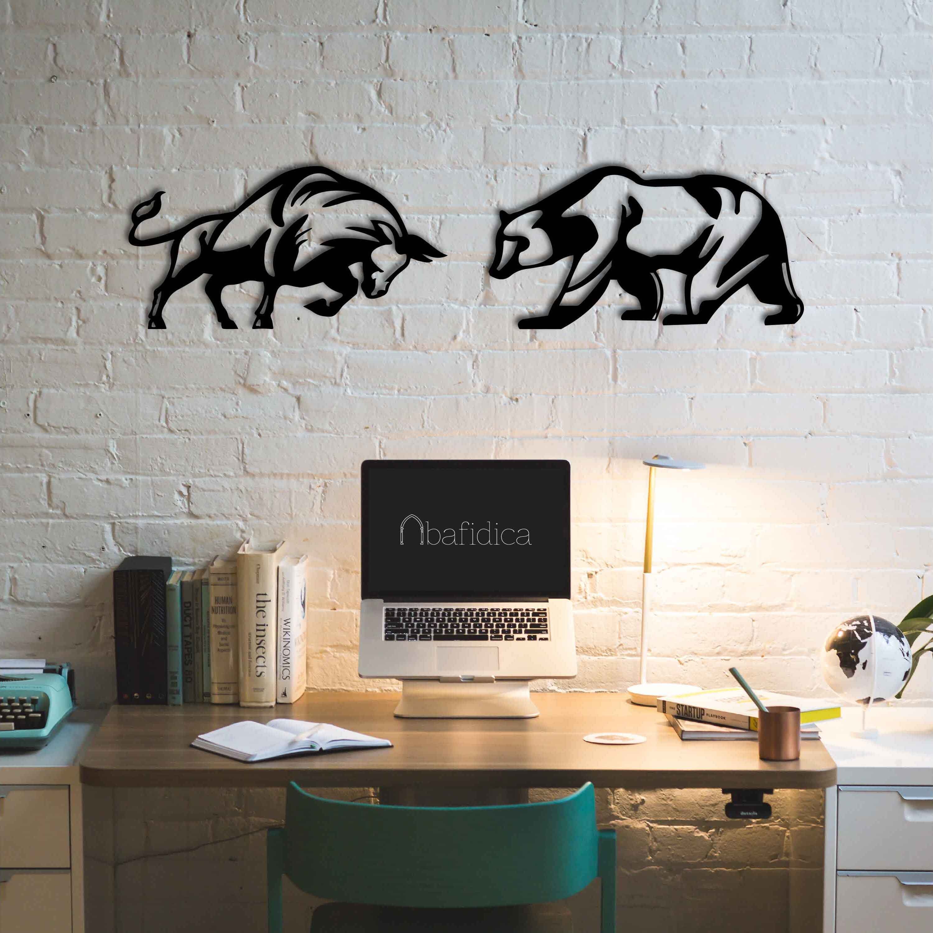 Metal Wall Art Bulls and Bears Interior Decoration Office - Etsy