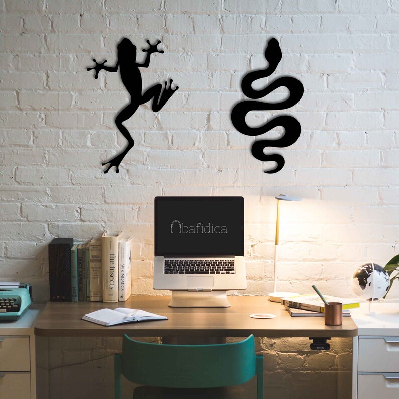 Metal Wall Art Reptiles Snake and Frog Inerior Decoration Etsy