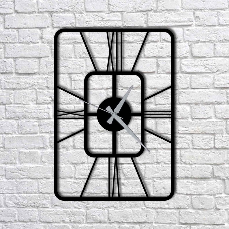 Metal Wall Clock Oblong Clock Home Decor Decoration Metal Etsy