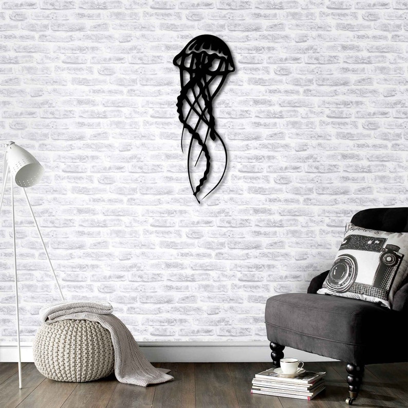 Metal Wall Art Jellyfish Interior Decoration Home Decor Etsy