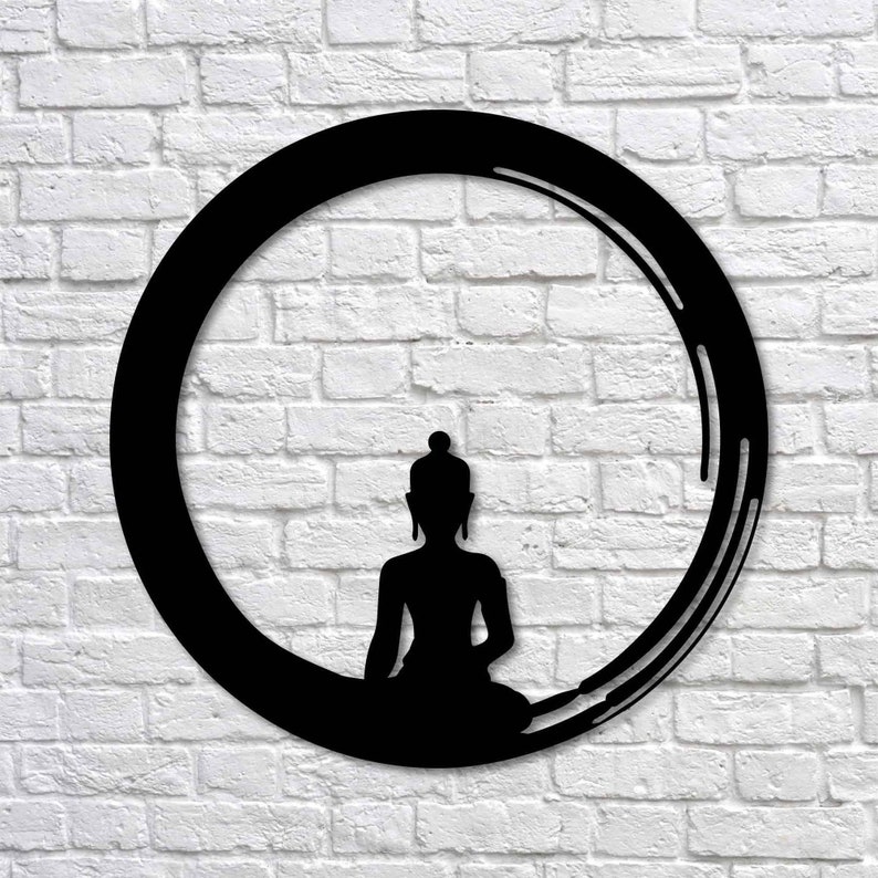 Metal Wall Art Enso Buddha Interior Decoration Home Decor Etsy