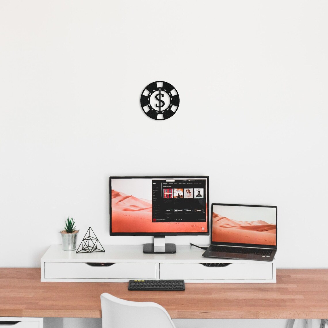 Mini Metal Wall Art Dollar Poker Chip Interior Decoration Etsy