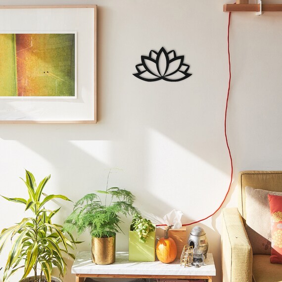 Mini Metal Wall Art Lotus Interior Decoration Home Decor Etsy