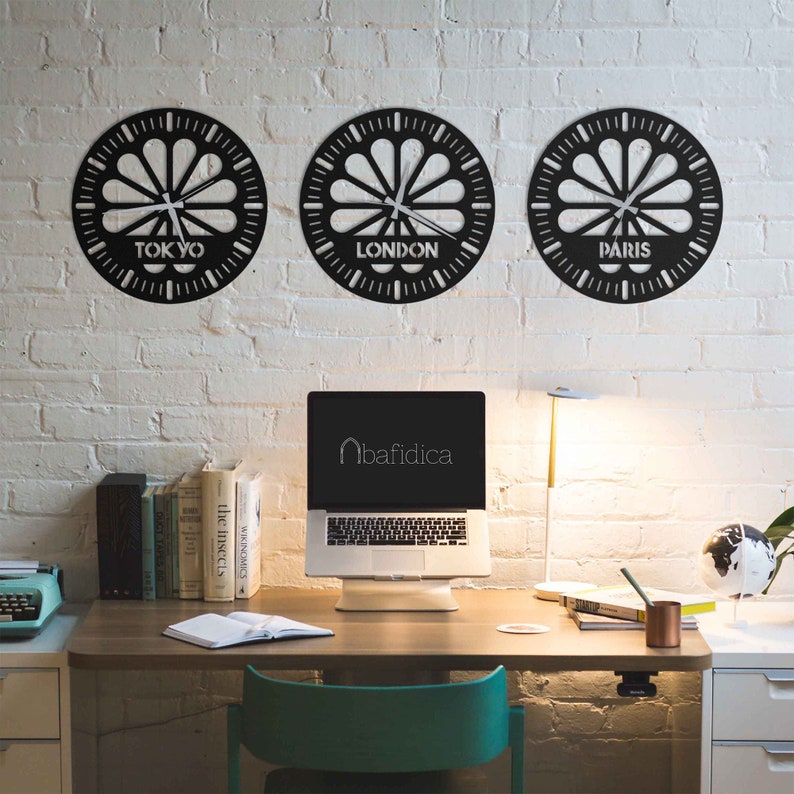 Metal Wall Clock Custom City Clock Personalized World Clocks Etsy