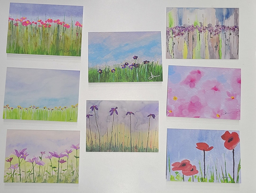 Note Card Flowers Set of 8 - Etsy