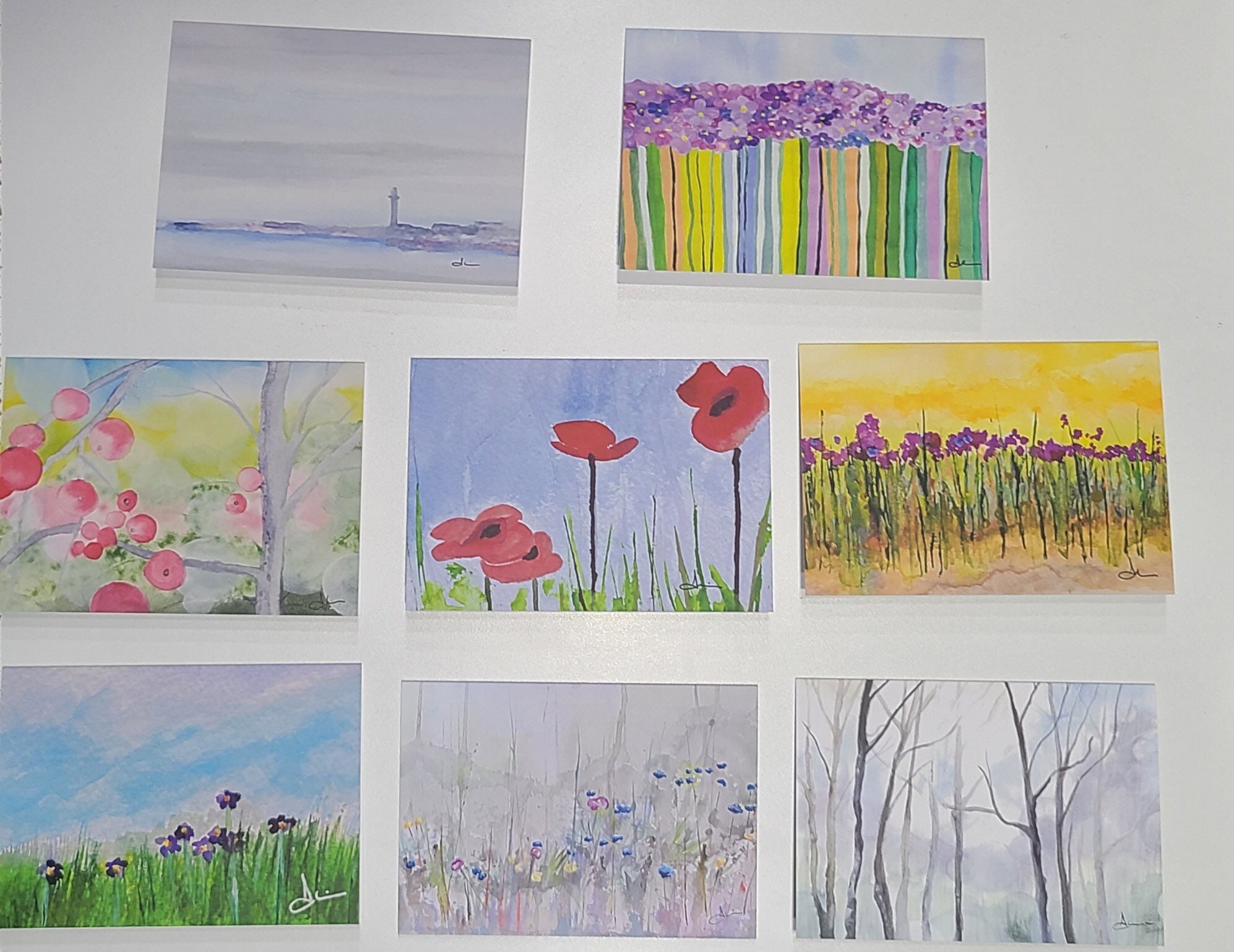 Note Cards of Trees, Beach and Flowers Set of 8 - Etsy