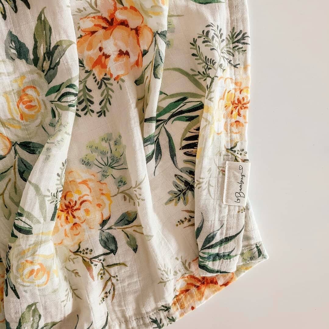 Vintage Floral Bamboo Cotton Muslin Blanket Swaddle Blanket | Etsy