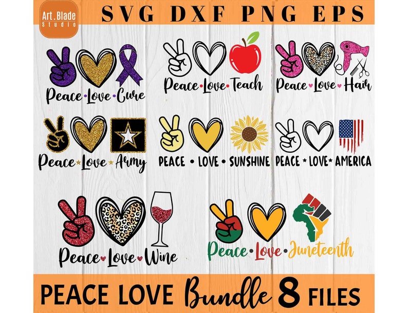Download Peace Love SVG Bundle sublimation png cure teach teacher hair | Etsy
