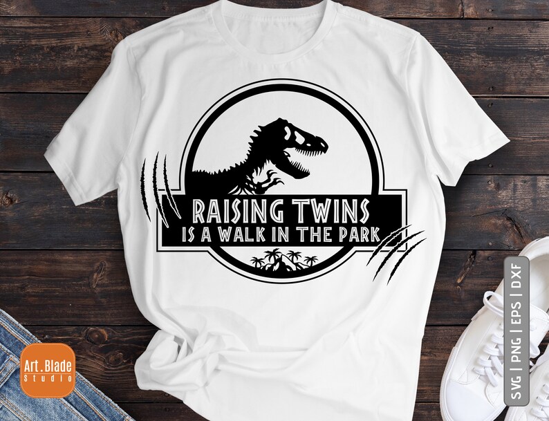 Download Raising Twins is walk in the park SVG png Dinosaur ...