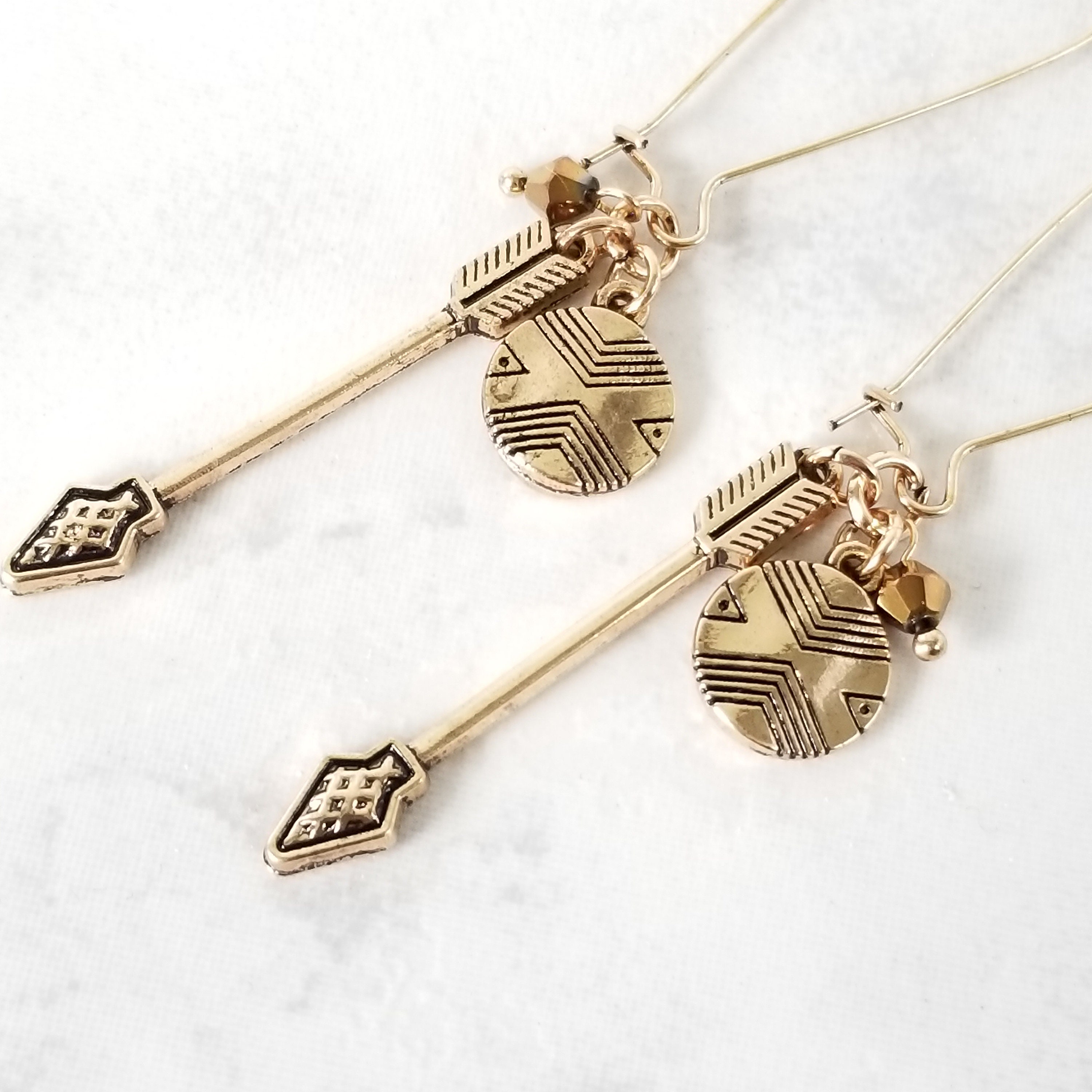 Gold Arrow Earrings Ethnic Arrow Earrings Boho Earrings Etsy