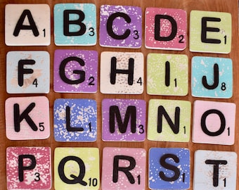 Scrabble Holz Untersetzer Shabby Chic Farben Alphabet Initialen Name Kaffee Tee Handmade Geschenk