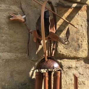 Handmade Wooden Bamboo Coconut Dragon Wind Chime Garden Mobile windchime