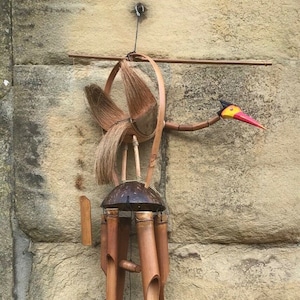 Handgemachte hölzerne Bambus Kokosnuss nickende Vogel Windspiel Garten Mobile Windspiel
