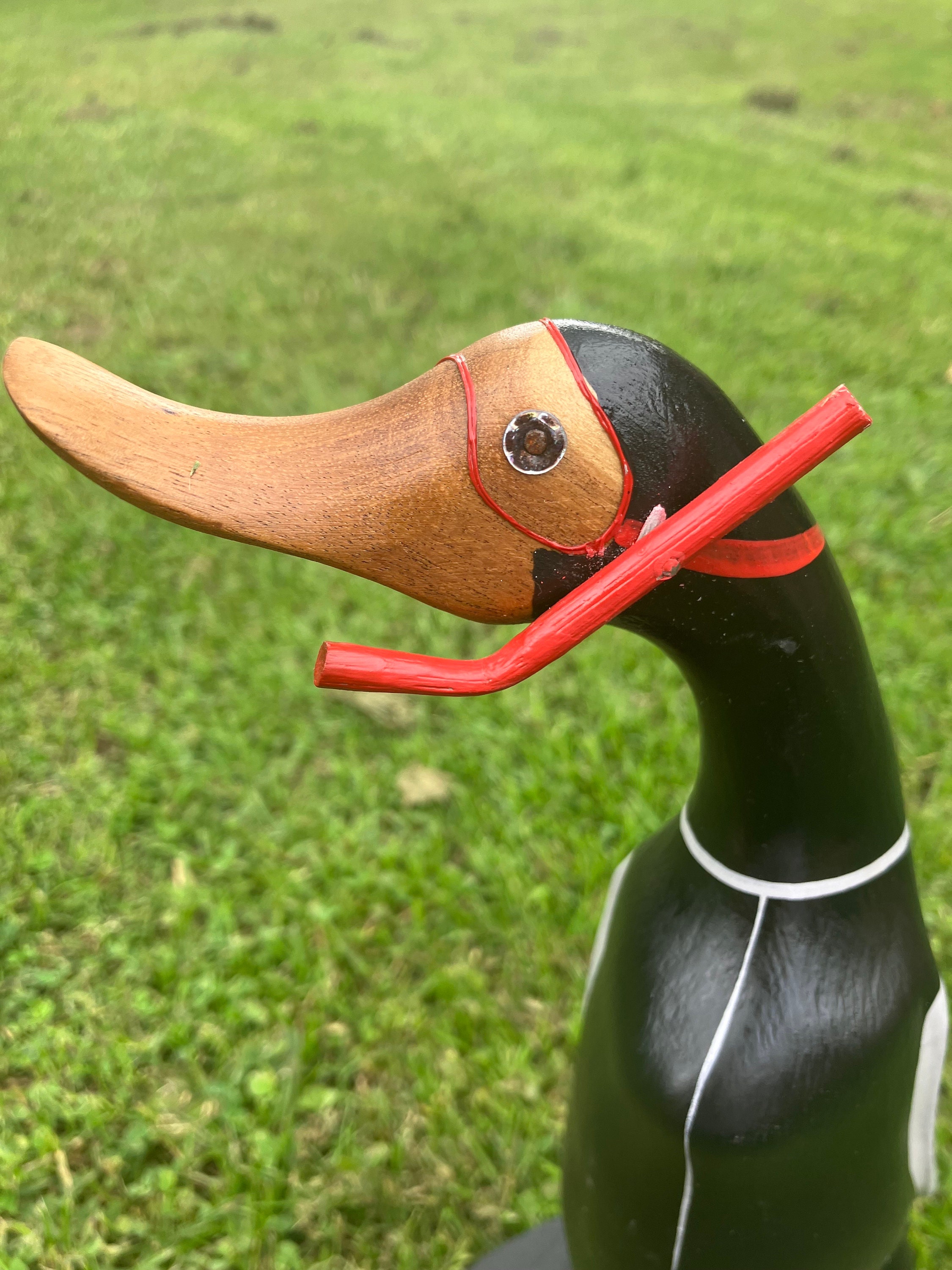 Snorkel duck hand Carved Bamboo Wooden  Indoor Outdoor Natural diving duck water nautical