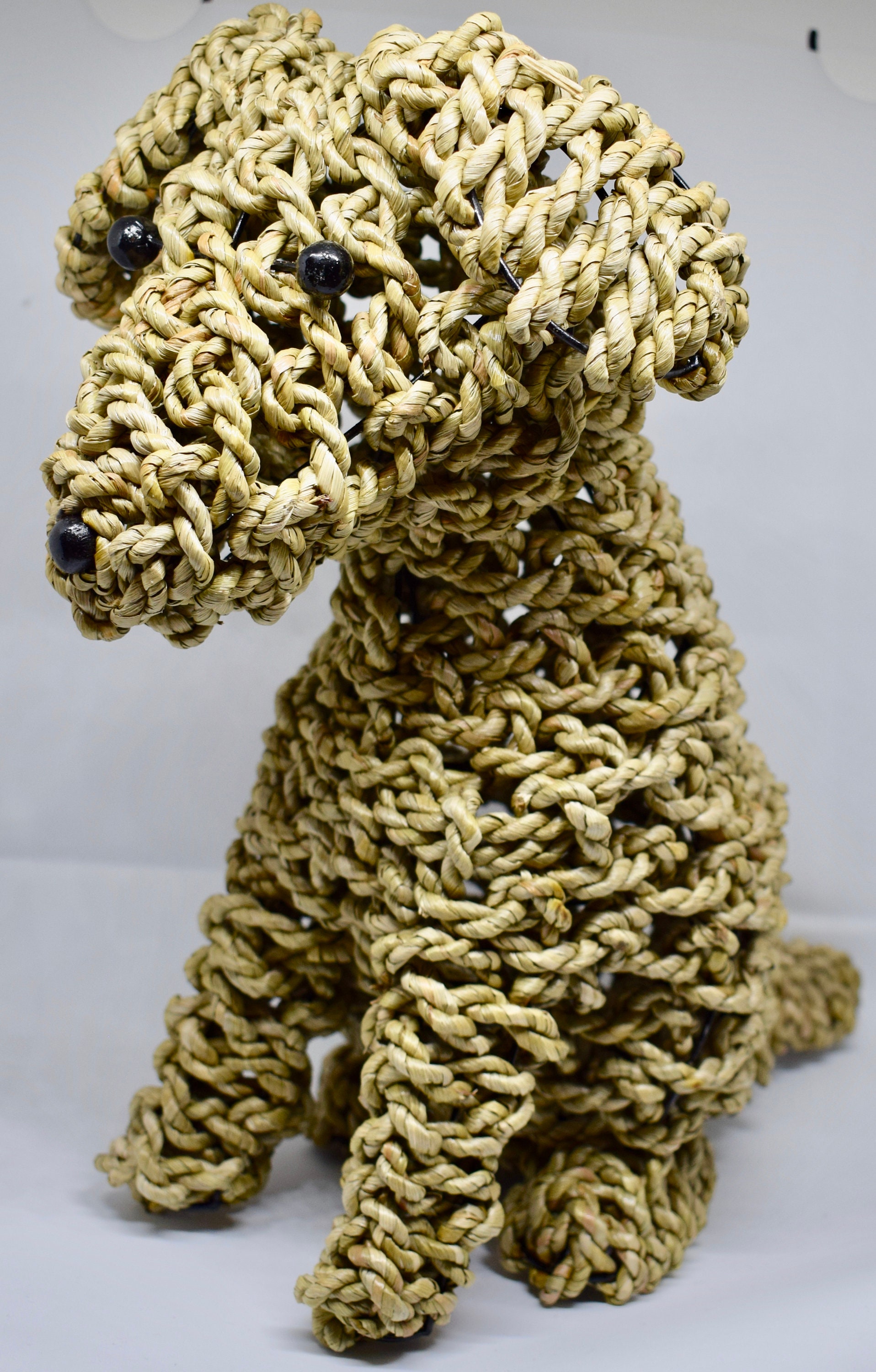Handmade Rope Dog Puppy Statue Ornament Doorstop Handcrafted Etsy