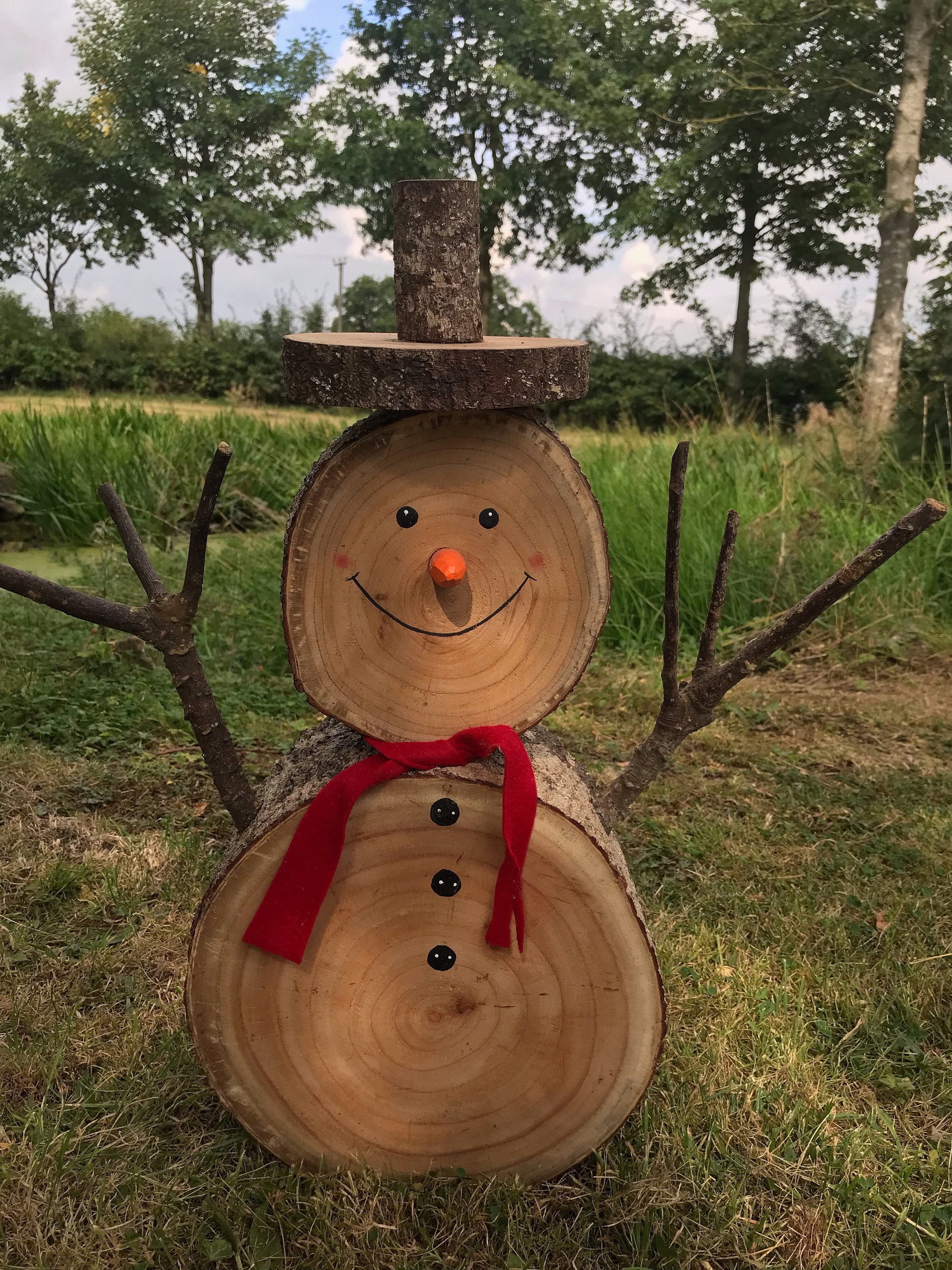 Bonhomme De Neige En Rondin De Bois Grand rondin fait main bonhomme de neige en boisDécorations de - Etsy France