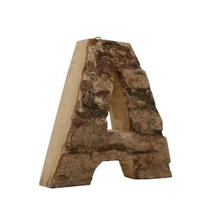 Casca rústica tronco de árvore de madeira letras alfabeto A-Z, pendurado na parede de madeira letras personalizadas naturais