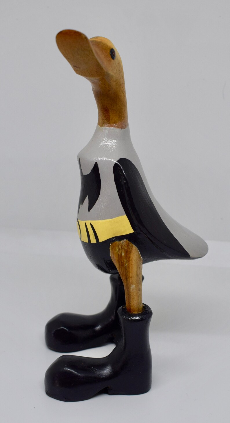 Superhero Hand Carved Crafted Wooden Bamboo Root Duck Statue Indoor Outdoor