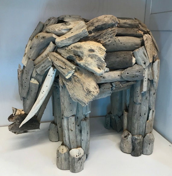 Driftwood Elephant Handmade statue ornament figure Natural Etsy