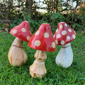 handmade wooden mushrooms fairy garden decoration