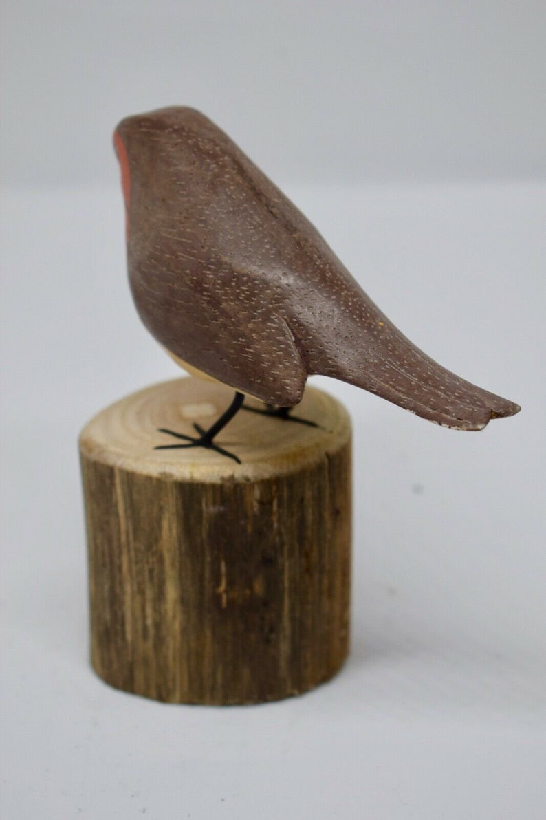 Hand Carved and Painted Wooden Robin Statue Ornament Gift Etsy