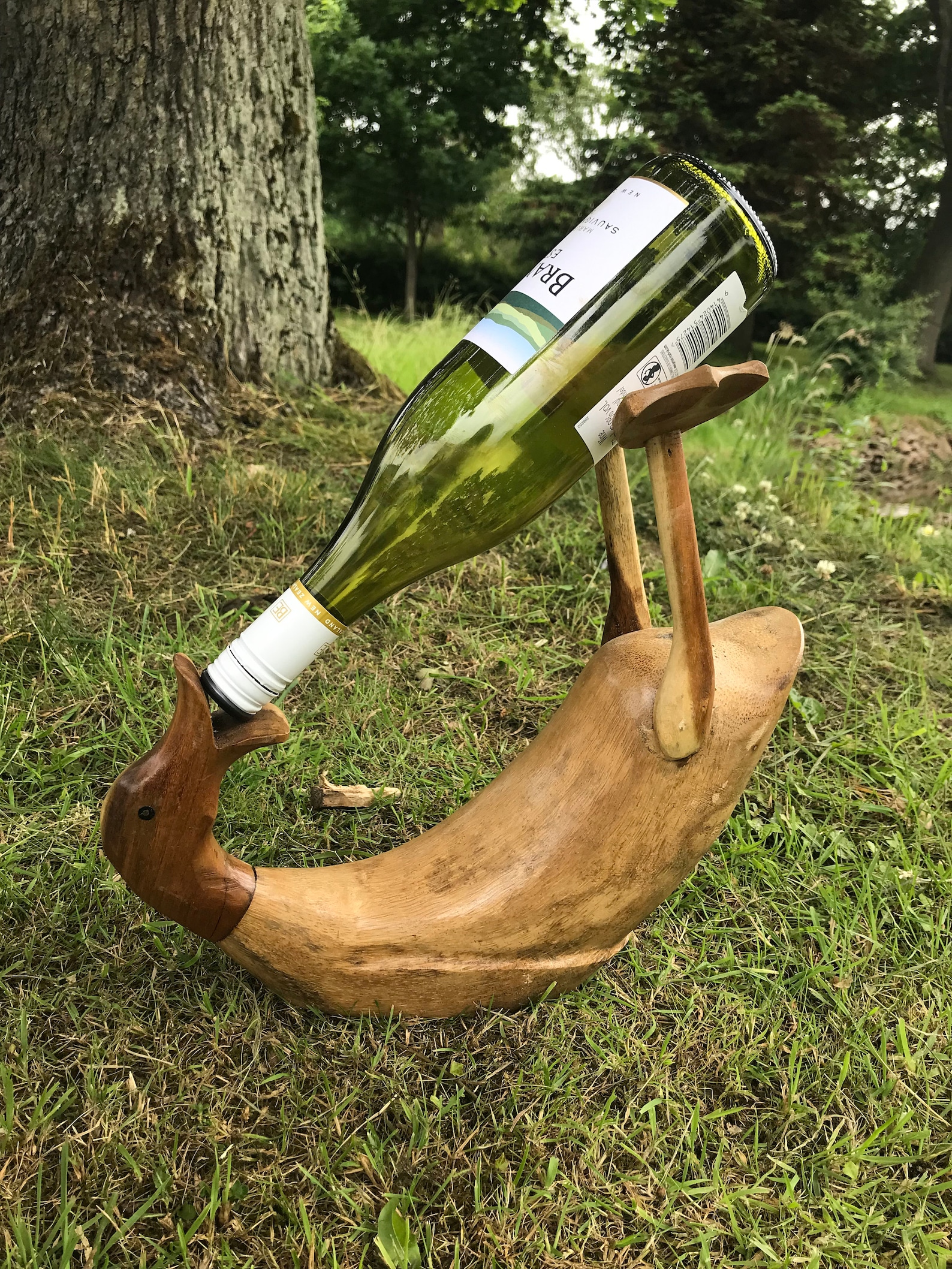 Drunk Duck Wine Holder Natural and White Bamboo Natural Hand Etsy UK