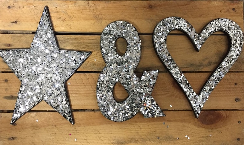 large silver glitter letters a z 20cm wall hangings spell etsy