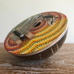 7 Tasten Finger Klavier Kalimba Coconut Shell Daumen Musikinstrument handbemalt