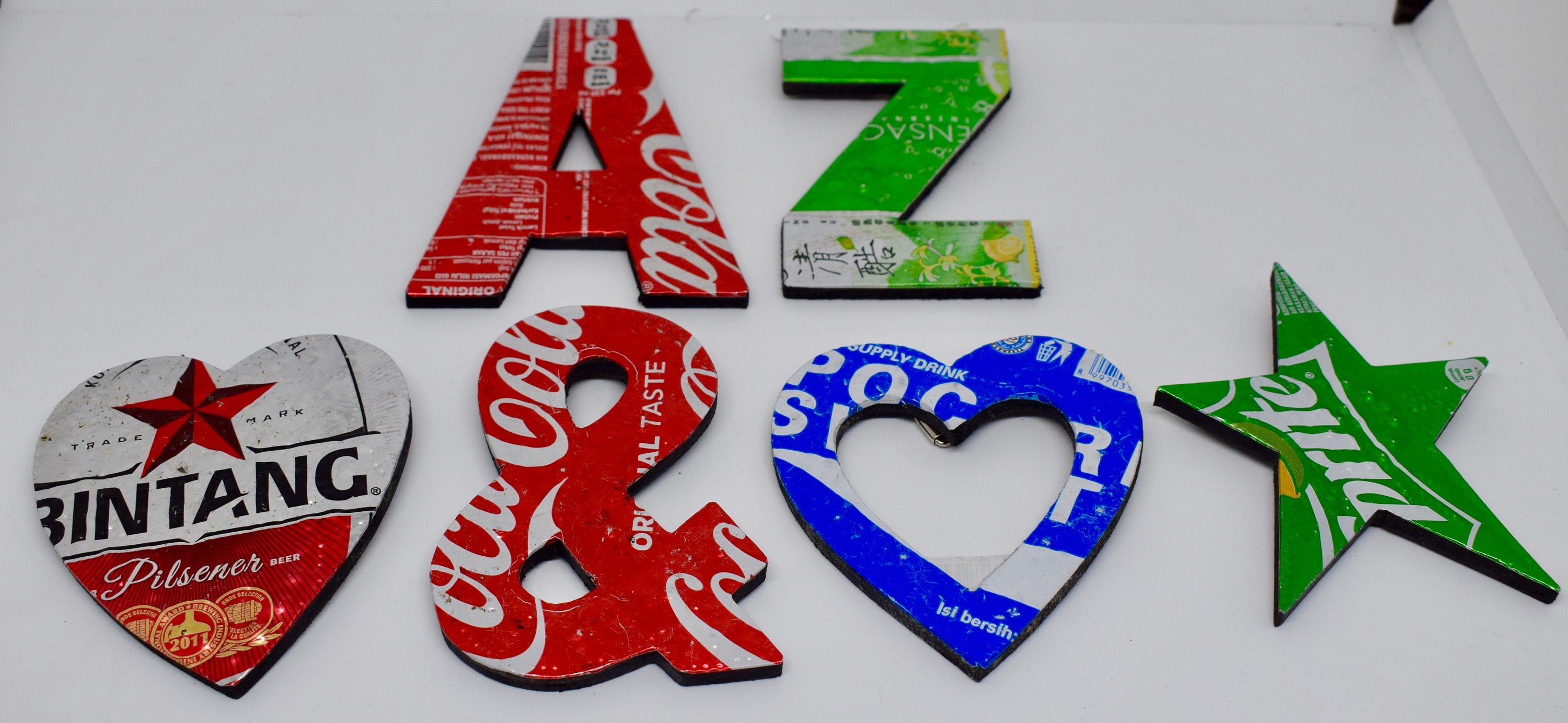 AZ Recycled Can Tin Letters Wall Hangings Alphabet Sign Coca Etsy UK