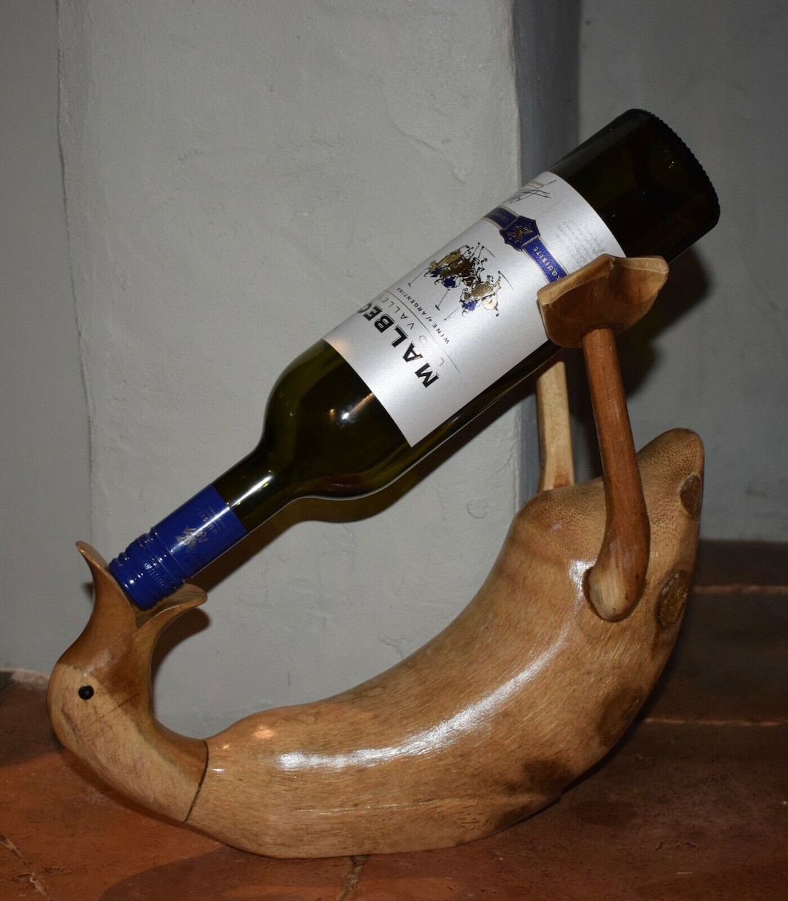 Drunk Duck Wine Holder Bamboo Natural Hand Carved Wine Stand Etsy