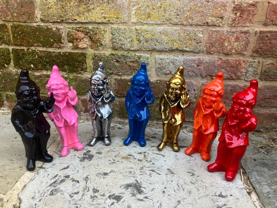 Cheeky Gnomes Colourful Swearing Middle Finger Peace Sign Gnomes