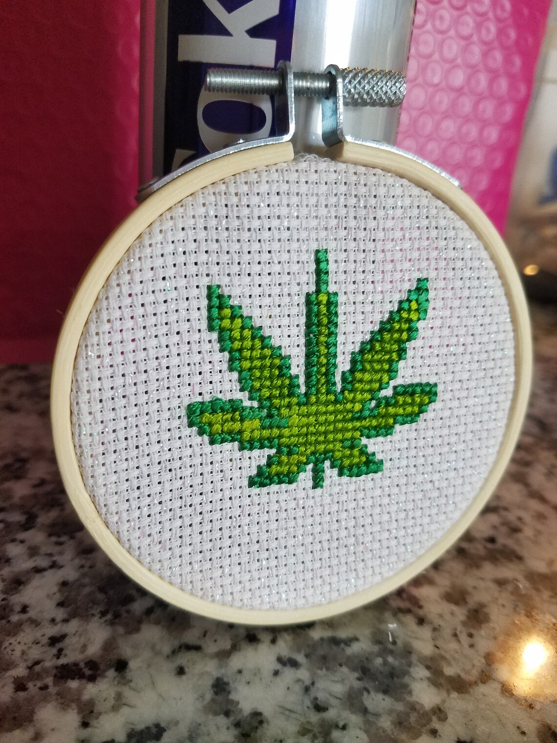 Little Marijuana Leaf Completed Cross Stitch Cute Weed Pot Etsy