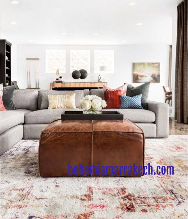 light tan handmade footstool Pouf ottoman square Pouf leather original Pouf ottoman Moroccan leather Ottoman Pouf ottoman square pouf