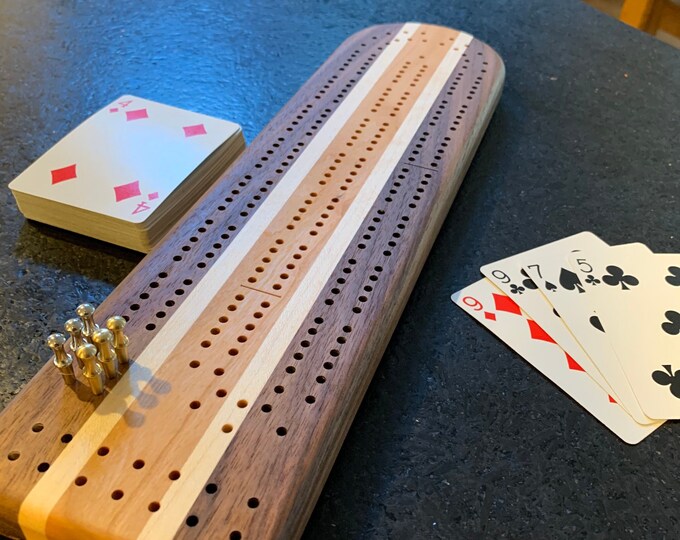 2 Player Cribbage Board Walnut, Maple, Cherry Personalize Handmade in ...