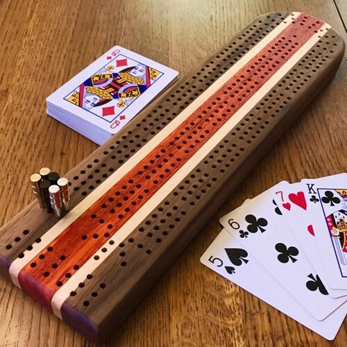 Hardwood Cribbage Board With Pegs Etsy