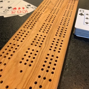 Handmade Cherry Cribbage Board 3-player Peg Storage Handcrafted in ...