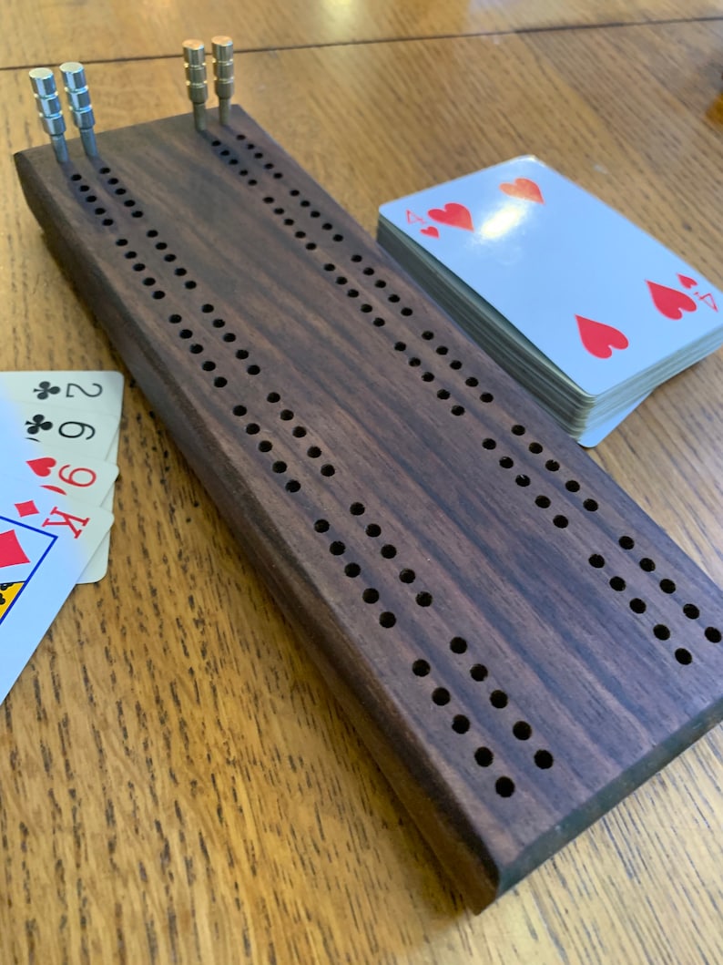 Walnut Travel Cribbage Board 2 Player 2 Track Hardwood Etsy