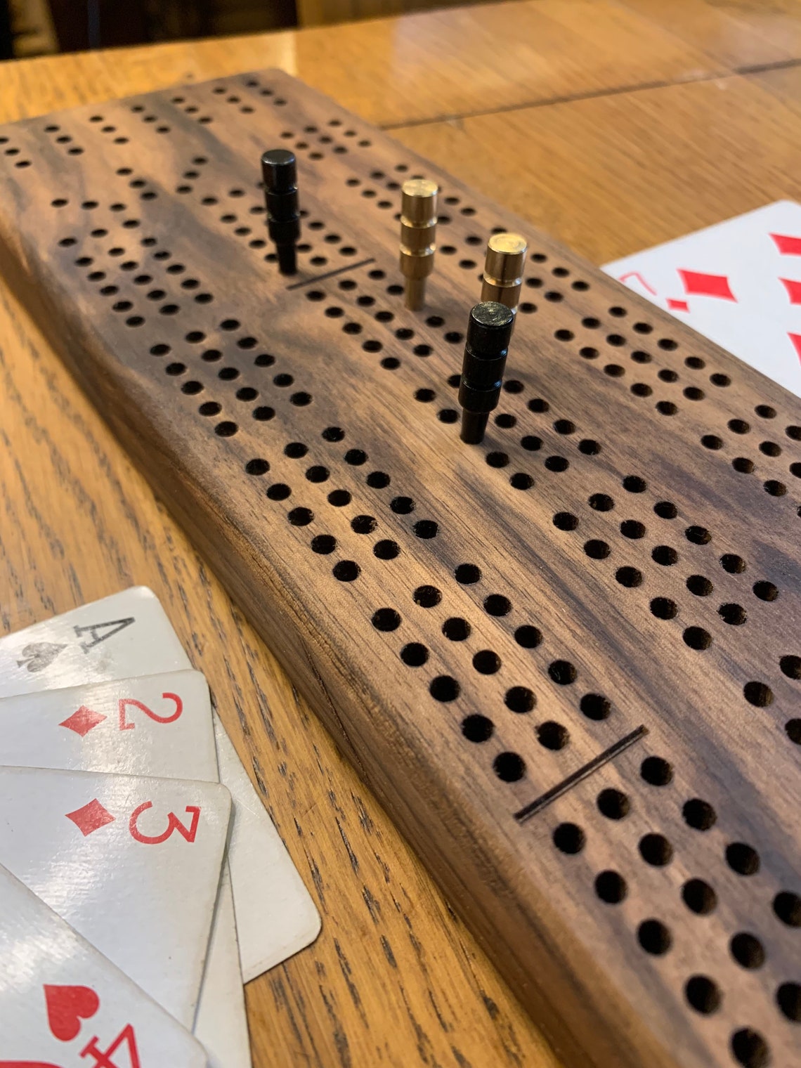 Handmade Walnut Cribbage Board 3player Peg storage Etsy