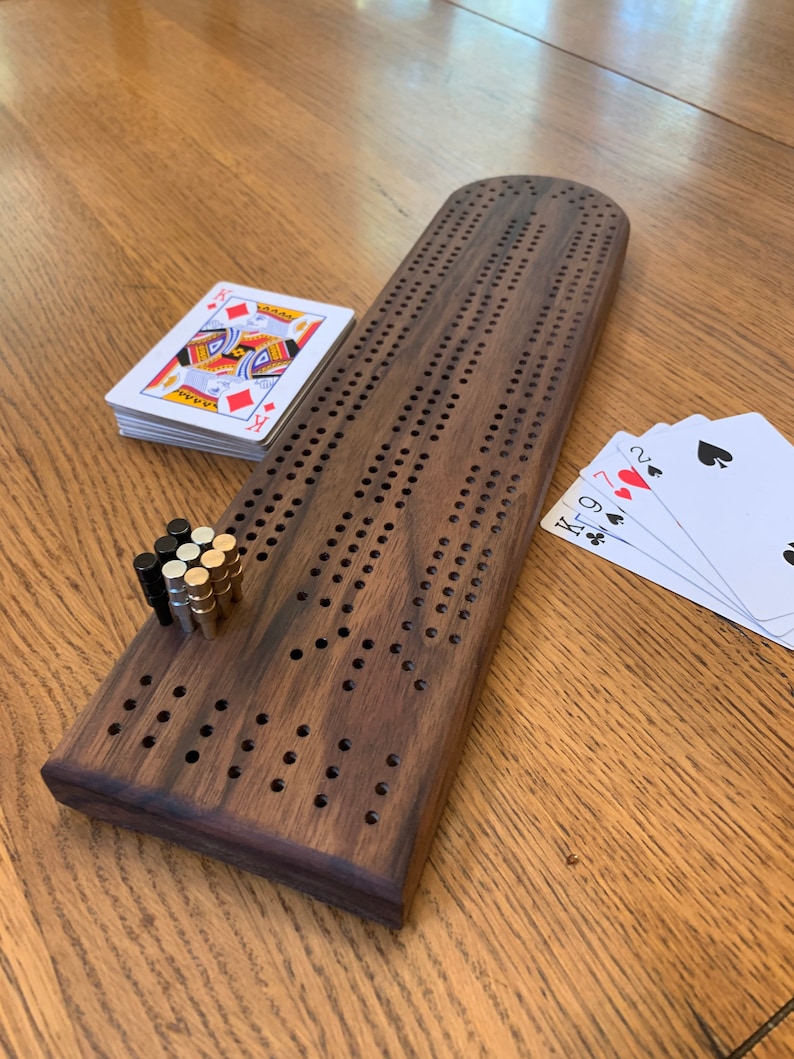 Handmade walnut cribbage board 3 player comes with pegs etsy